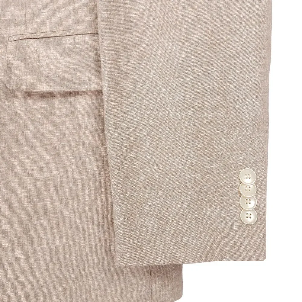 Tommy Hilfiger Mens Modern Fit 2 Piece Suit 42L 36x32 Light Tan Linen Cotton NWT